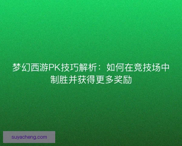 梦幻西游PK技巧解析：如何在竞技场中制胜并获得更多奖励
