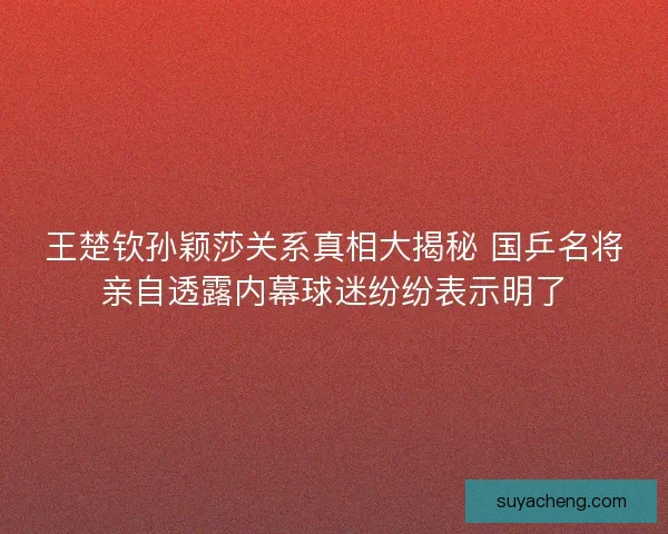 王楚钦孙颖莎关系真相大揭秘 国乒名将亲自透露内幕球迷纷纷表示明了