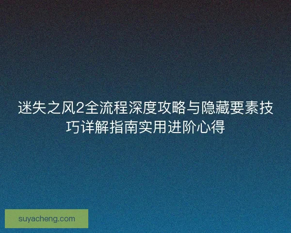 迷失之风2全流程深度攻略与隐藏要素技巧详解指南实用进阶心得