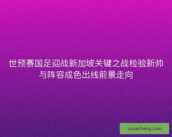 世预赛国足迎战新加坡关键之战检验新帅与阵容成色出线前景走向