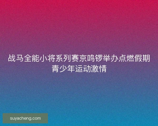 战马全能小将系列赛京鸣锣举办点燃假期青少年运动激情