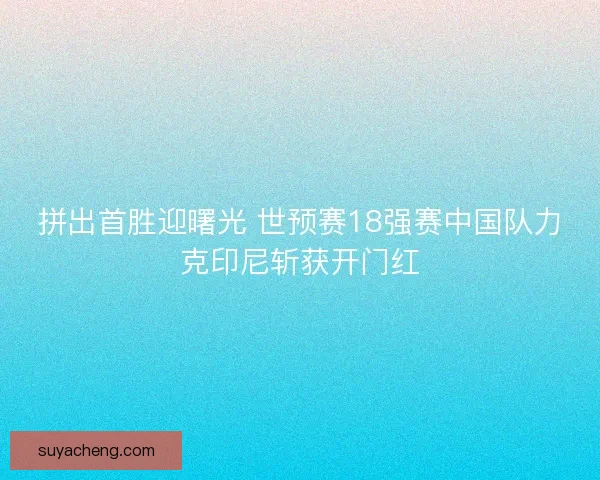 拼出首胜迎曙光 世预赛18强赛中国队力克印尼斩获开门红